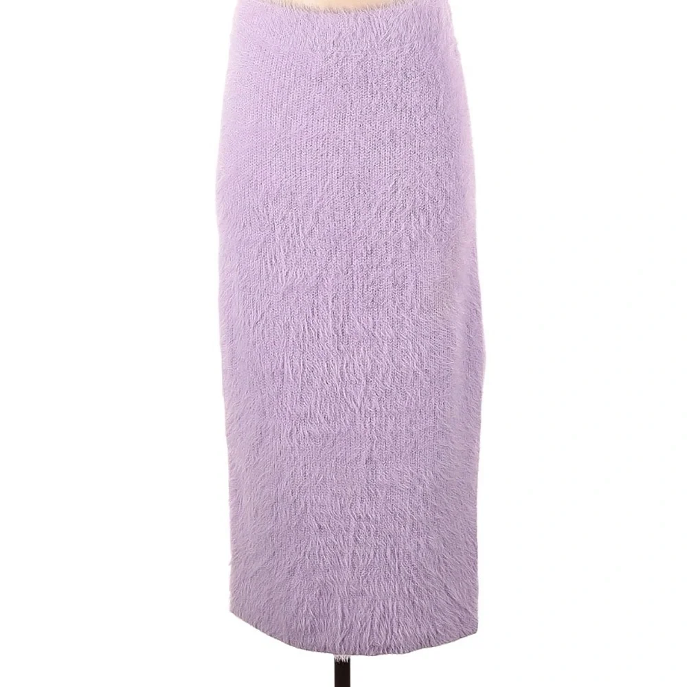 House of Harlow 1960 Marled Lavender lilac Furry Knit Casual Midi Skirt sz small